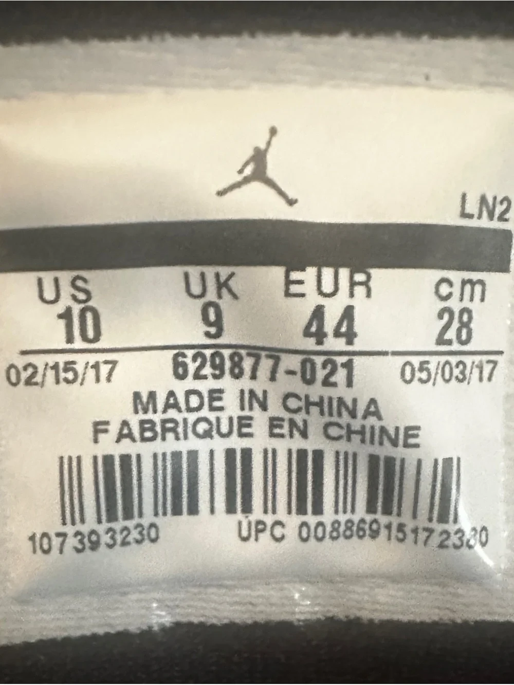 Nike Air Flight Jordan SC-3 Sneakers Black/Anthracite, Men's Size 10, 629877-021
